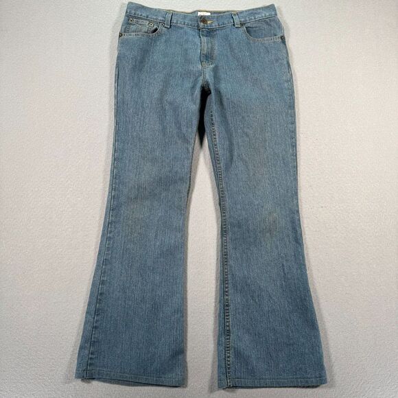 Vintage Calvin Klein Flare Jeans Womens Size 11x33 Blue Denim Belly‎ Bottom Y2K - Picture 1 of 16